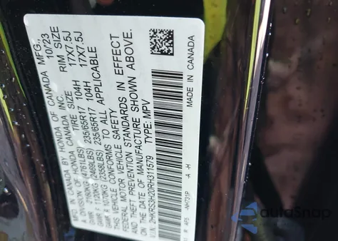 2024 Honda Cr-V Lx 2Wd z USA, uszkodzony, nr VIN 2HKRS3H20RH311579